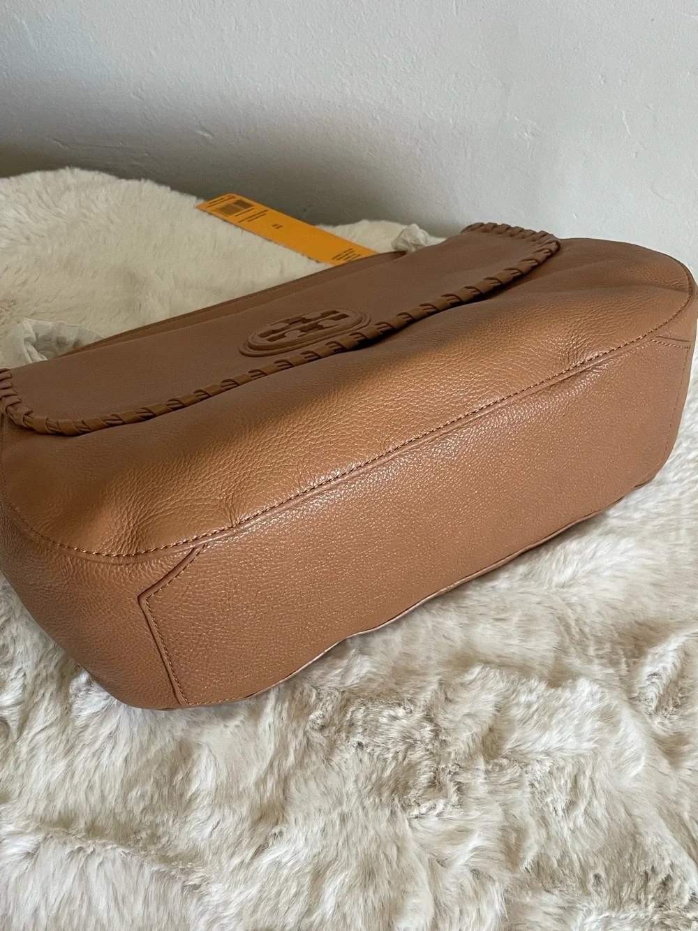 NWT Tory Burch Marion Whipstitch Leather Shoulder Bag in Saddle Brown